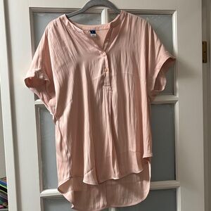 Women's Pink Button-Up Silky Blouse